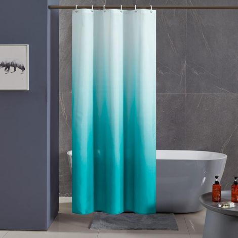 c Rideau de Douche Anti Moisissure Tissu Lavable 100x200cm Long Rideau de Bain Imperméable en Polyester avec 6 Crochets de Rideau Douche Original Turquoise Dégradé (1/5)