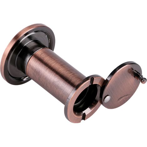 Viseur de porte grand angle 200° verre optique alliage zinc sécurité maison avec cache (Bronze rouge) (1/5)
