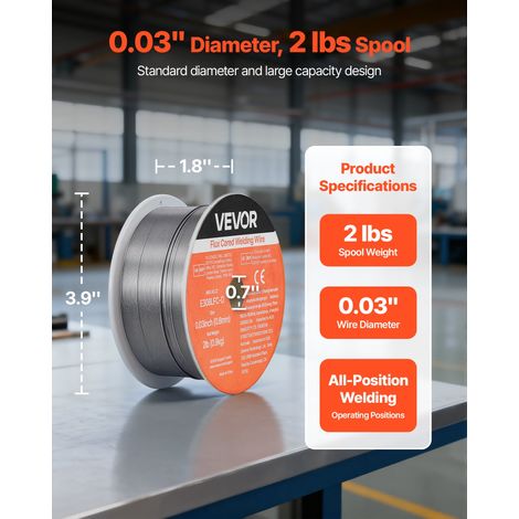 Fil Fourré sans Gaz 0,8 mm 0,9 kg par Bobine Fil de Soudage MIG E308LFC-O pour Soudage à l'Arc de Toutes Positions, Auto-protégé, Utilisation Extérieure, Acier Inoxydable, Faible Projection (1/5)
