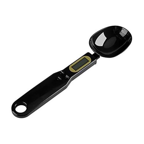 Tragbare 500 g/0,1 g elektronische LCD-Digital-Küchenwaage mit Lebensmittel-Messlöffeln, multifunktionale Lebensmittelwaage, Küchenwaage für Gewürze und Kräuter (schwarz) (1/5)