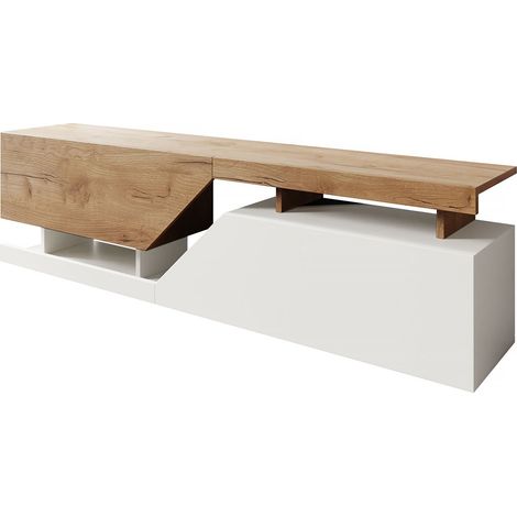 TV-Möbel Ceelias - 160 x 46 x 35 cm - Weiß/Braun