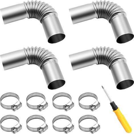 4 Pcs Tuyau D'échappement en Acier Inoxydable 25mm Raccord Coudé pour Tuyau D'échappement Tuyau Chauffage Diesel avec 8 Pinces en Acier Inoxydable et Tournevis pour Chauffage de Voiture (1/5)