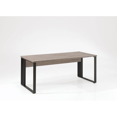 Bureau droit contemporain pieds en métal chêne clair Othello (1/3)