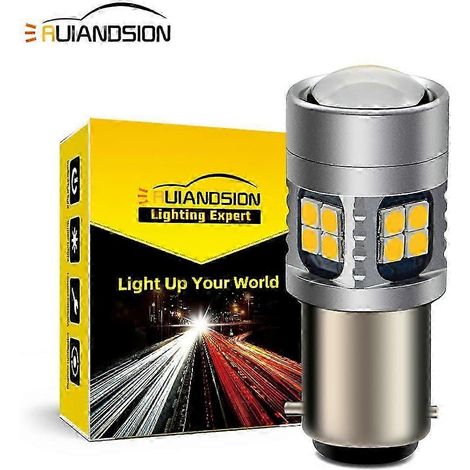 1 ampoule LED BAX15D pour phare de moto/véhicule, 6-24 V, 800 lm, 6500 K, 3030, 22 SMD, pour scooter/moto, 6 V, 12 V, 24 V, jaune. (1 ampoule blanche) (1/5)