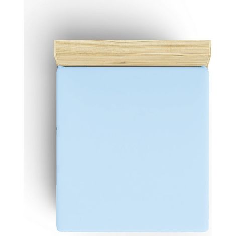 Ranforce King Fitted Sheet (ES) 160 x 200+30 cm 100% Algodón Azul claro (1/4)