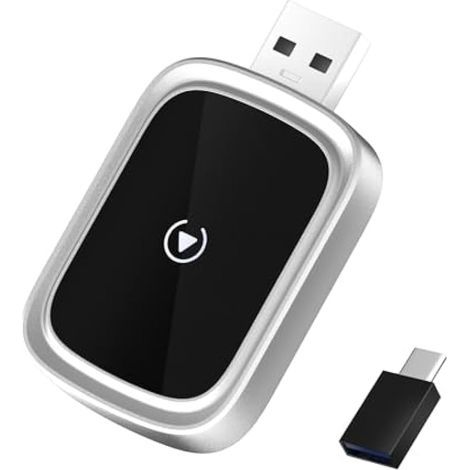 Carplay sans Fil Mini, Adaptateur App1e Carplay,98%+ des Voitures, Bluetooth et WiFi, Prend en Charge Les mises à Jour OTA, USB-A/C, ASB Spray Metal Oil/Acrylic High-Gloss Mirror Finish (1/5)