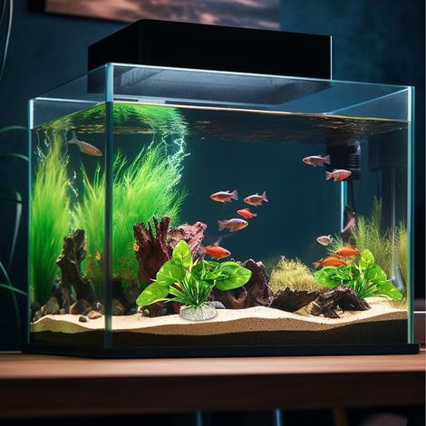 Plante Aquarium, Fish Tank Decorations Aquarium Decor  Terrarium Plante, Fausse Décoration Bassin, Extérieur Maison Bureau (1/4)