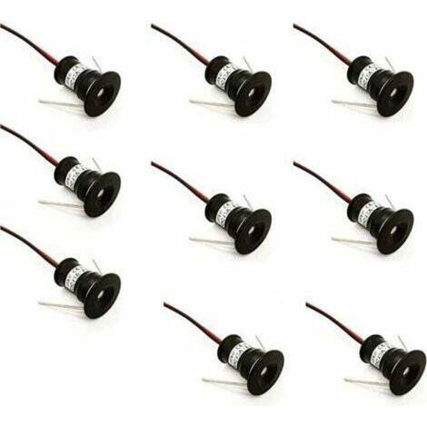 Schwarze 9er-Packung 12V 1W Mini-LED-Einbaustrahler für Küche, Treppe, Schrank, Flur, DIY-Beleuchtung, Warmweiß, Kaltweiß, Vitrinen, kleine Deckenleuchten, IP65, 3000K (120° Warmweiß A+) (1/4)