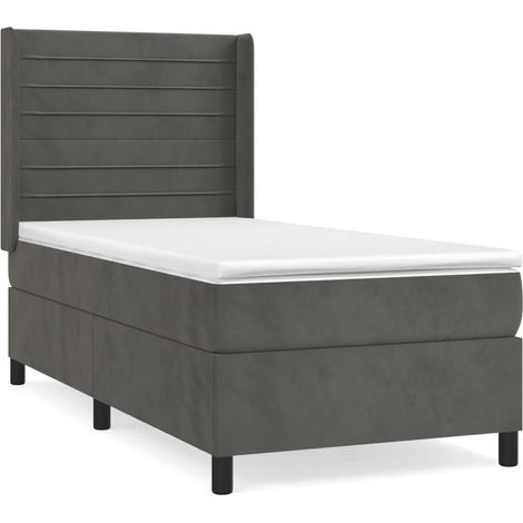 Maison Exclusive - Cama box spring con colchón terciopelo gris os (1/5)