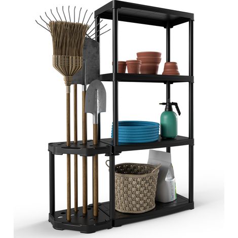 COSTWAY 4 Tier Garage Shelving Unit Tool Storage Rack 11-hole Sided Tool Holder (1/5)