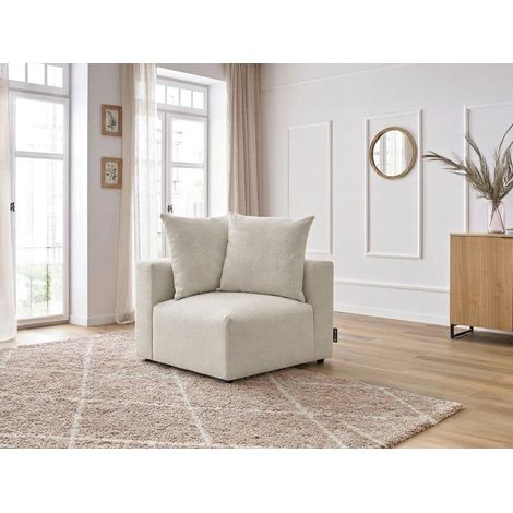 BOBOCHIC - Angle pour canapé modulable VOLTAIRE tissu chiné Angle gauche Blanc (1/5)
