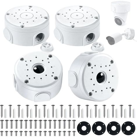 Lot de 4 Boîtes de Jonction pour Caméra en Aluminium, Boîte de Montage Hémisphérique Étanche pour Caméras de Surveillance, Support Universel pour Caméras Dôme et Bullet, Intérieur et Extérieur (1/5)
