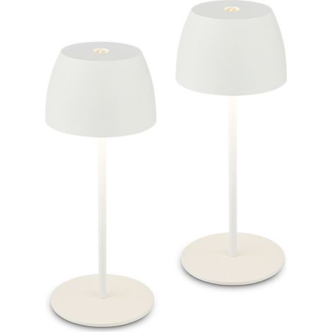 Briloner SERINA MINI 2er Set LED Tischlampe kabellos, Touch, Dimmbar, USB-C Aufladung, IP44, Weiß, Ø8 x 20 cm (1/5)