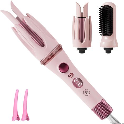 Fer à boucler automatique 3 en 1 (28 bigoudis et brosse lissante de 32 mm) Rotation 2 voies et fente bidirectionnelle (anti-pincement), écran LCD, revêtement céramique, protection anti-brûlure (1/5)