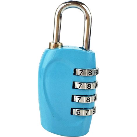 Cadenas à combinaison 4 chiffres alliage de zinc robuste étanche pour valises sacs à dos tiroirs casiers bleu ciel (1/4)