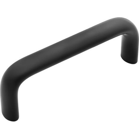 Poignée de meuble design, distance entre les trous 128 mm, pour cuisine, salle de bain, étagère, alliage d'aluminium, noir, 2 pièces (1/4)
