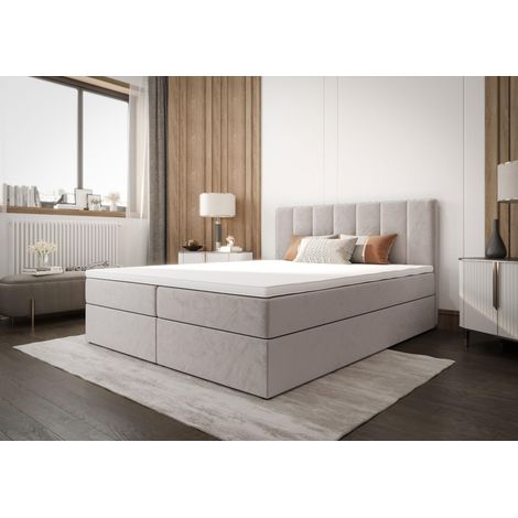 Lit Boxspring Adalle Iii - Crème - 180x200cm - Confortable - Tête De Lit - Matelas À Ressorts Bonnell (1/5)