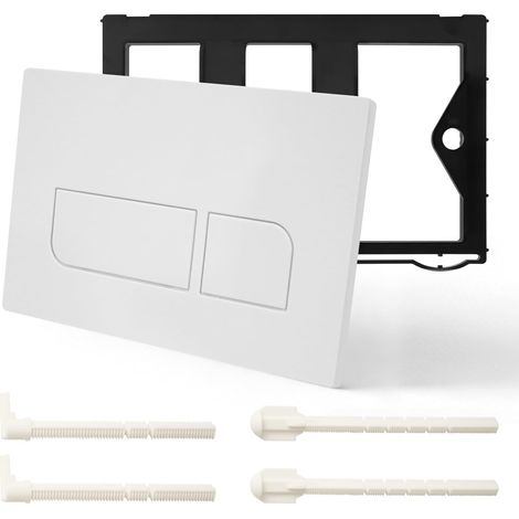 Plaque de commande wc suspendu, plaque de déclenchement wc double chasse avec tiges de chasse et cadre de montage, compatible avec séries SIGMA01/20/30/50 UP300 et UP320 (Blanc) (1/5)