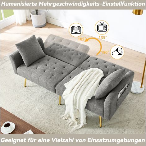 2-Sitzer-Sofa mit 3-fach verstellbarer Rückenlehne, 2 Kissen, grau HAVRYA (1/5)