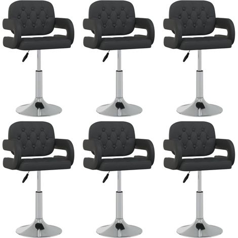 Chaises pivotantes à manger lot de 6 noir similicuir (1/5)