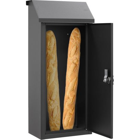 Arregui – Boîte aux lettres en acier SP008NGP – Pour livraisons de pain et journaux – Grande capacité 60x28x16,8 cm – Ouverture latérale sans clé – Résistante aux intempéries