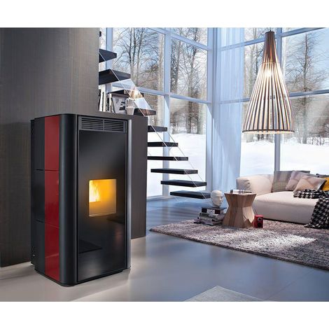 Poêle à granulés 24 kW – Façade vitrée – Ventilateur d'ambiance – Autonomie 60h – Efficacité A+ – Kit eau ECS inclus – RED