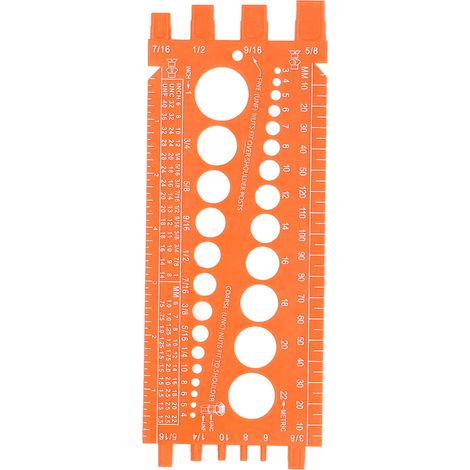 [JAMAIS UTILISÉ]Jauge multifonctionnelle pour écrous, boulons et vis, unités impériales et métriques, identification rapide, vérificateur de filetage pour atelier/garage, orange. (1/5)