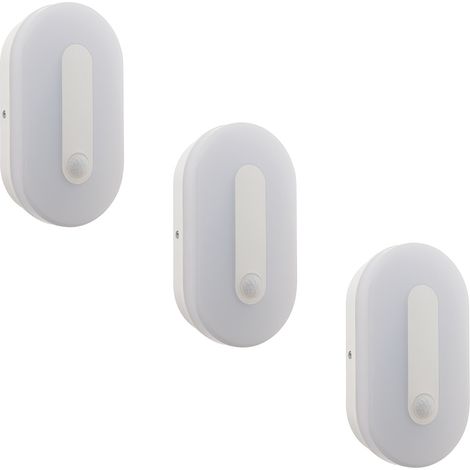 Lot de 3 hublots ovales extérieurs LED 12W IP65 + détecteur mouvement - Zenitech (1/5)