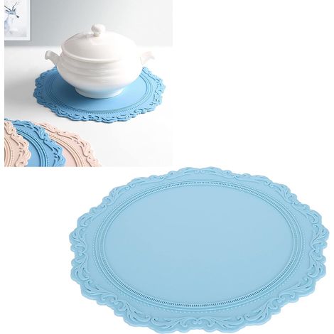 Set de 2 dessous de plat en silicone bleu - Protection de table (1/5)