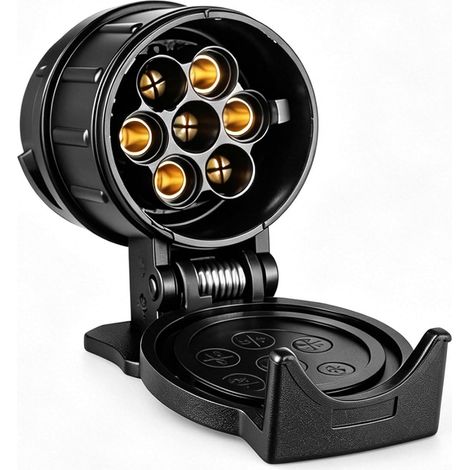 Adattatore per rimorchio da 13 pin a 7 pin, Adattatore per rimorchio 12V Presa per rimorchio da 13 pin a 7 pin per autocaravan Gancio di traino per camper - Nero (1/5)