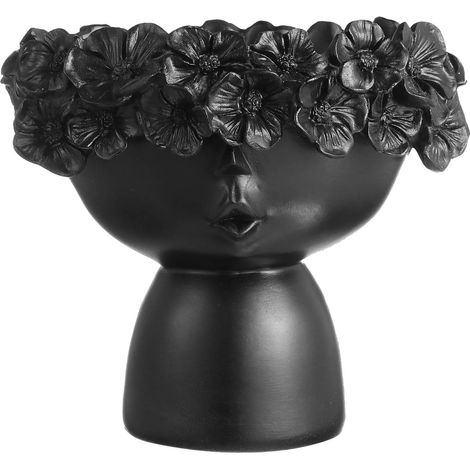 Pflanztopf Kopf Keramik Blumentopf Schwarz Kleine Garten und