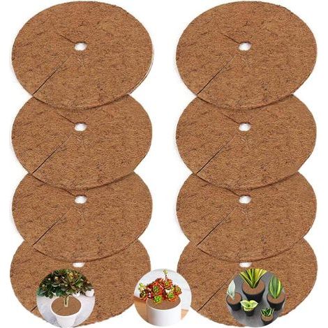 8 Pièces Tapis de Coco Plantes Disque de Paillage Coco Tapis de Paillage en Fibre de Coco Tapis de Désherbage des Plantes Tapis de Protection pour Plantes en Pot Biodégradable 20cm (1/5)