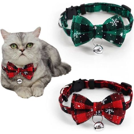 2 colliers flocon de neige pour chat et chien, nœud papillon, collier détachable Avec un joli nœud papillon et une clochette (1/4)