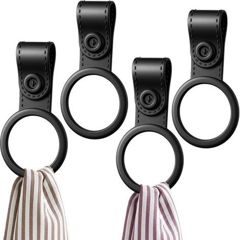 Set di 8 pezzi di anelli portasciugamani, ganci rotondi, passanti per asciugamani, portasciugamani, in silicone, clip per asciugamani lavabili per cucina, bagno, armadio, maniglia del forno, nero, 7 x (1/5)