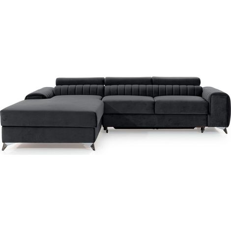 Sofá de esquina izquierda Gris oscuro convertible 3 plazas JAYSON convertible con almacenamiento (1/5)