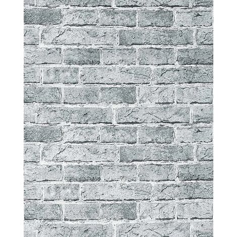 Papier peint vinyle intissé rustique 3D EDEM 583-26, aspect brique vintage, gris Brix. (1/4)