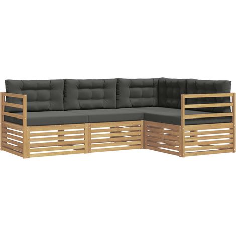 Outdoor-Sofagarnitur 4 stk. 4-Sitzer Weiß und Anthrazit vidaXL