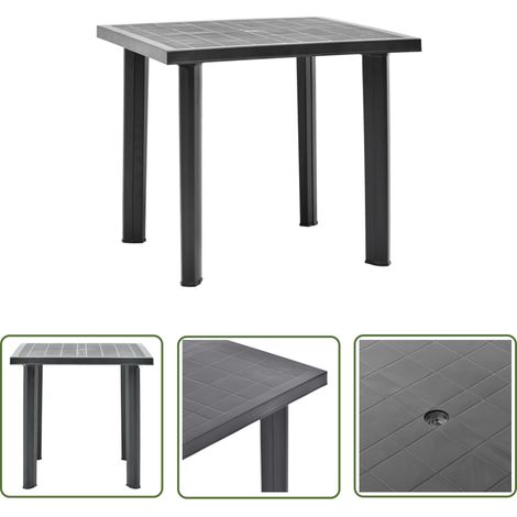 The Living Store Table de jardin Anthracite 80x75x72 cm Plastique - Table De Jardin - Table Extérieure - Mobilier De Jardin - Table En Plastique - Table Résistante Aux Intempéries (1/5)
