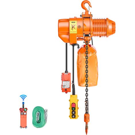 Palan Électrique à Chaîne 500 kg Palan Électrique Hauteur de Levage 6 m pour Usine, Entrepôt, Garage, Triphasé, Double Vitesse, avec Télécommande sans Fil 100 m Filaire 4,5 m, Chaîne Simple G80 (1/5)