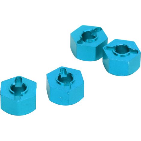 Adaptateurs de roue à moyeu hexagonal avec 4 broches et 4 écrous, usinés CNC en aluminium, pour voitures RC TRAXXAS SLASH 1/10, bleu clair. (1/5)