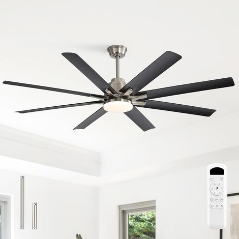 Ventilador de techo Sofucor de 132 cm con luz — Moderno, con mando a distancia, motor CC reversible y 8 aspas de ABS — Gris (1/5)