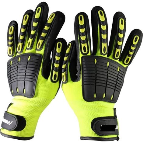 Gants résistants aux coupures, Gant de travail de sécurité contre les vibrations résistant aux coupures avec gants de travail de l'industrie mécanique TPR niveau de coupe A6 ANSI Coupe extensible conf (1/5)