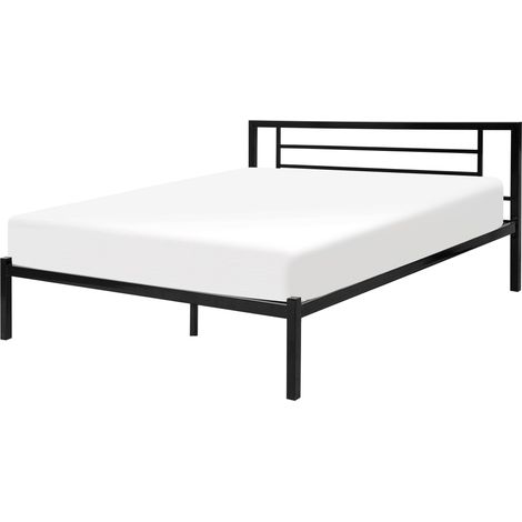 Letto in metallo nero con rete a doghe 160 x 200 cm testata moderna camera da letto Cusset