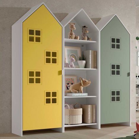 Casami Armoire 3 pièces Bruges - 173x37x172 cm - jaune/vert