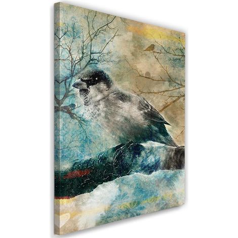 Tableau décoratif Oiseau sur branche Vintage 40x60 (1/5)