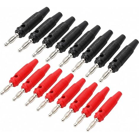 Fiche Banane 4 mm Mâle, Connecteur Enceinte Audio Soudable Noir Rouge Plaquées Or pour Multimètre Générateur Signal Instruments de Mesure Adaptateur Test Électronique (1/5)