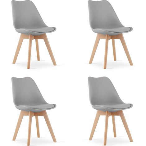 Set di 4 Sedie Mark Grigie con Gambe in Legno di Faggio (1/5)