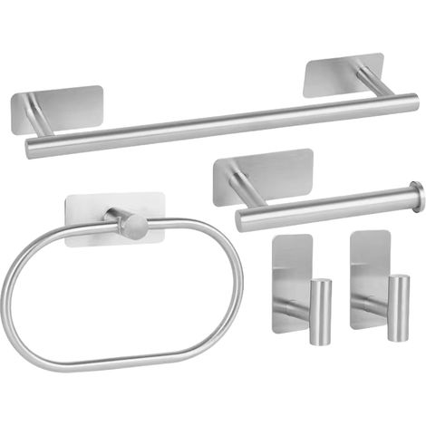 Support Mural Inoxydable Barre A Serviette 3 Pieces Pour Salle De Bain