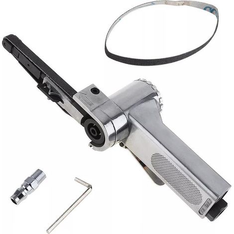 Ponceuse à Bande Pneumatique, Ponceuse à Bande Outil Polissage Pneumatique Ponceuse Bande 10mm 330mm avec 25 Bandes Abrasives Ponçage Polissage Divers Véhicule Voiture Outils Pneumatiques Lime à Doigt (1/5)
