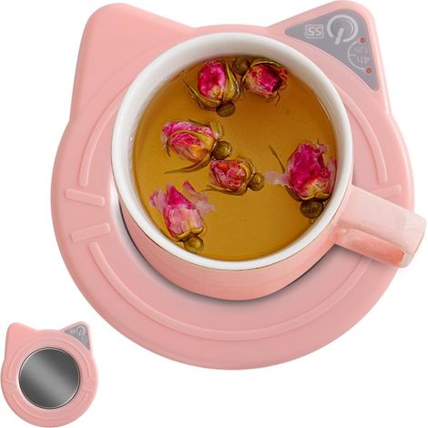 Chauffe-tasse, sous-verre chauffant par USB, 11,5 x 15 cm, 8 W, minuterie réglable à deux niveaux, garde les boissons au chaud au bureau, à la maison ou en voyage, pour le thé et bien plus encore (1/5)